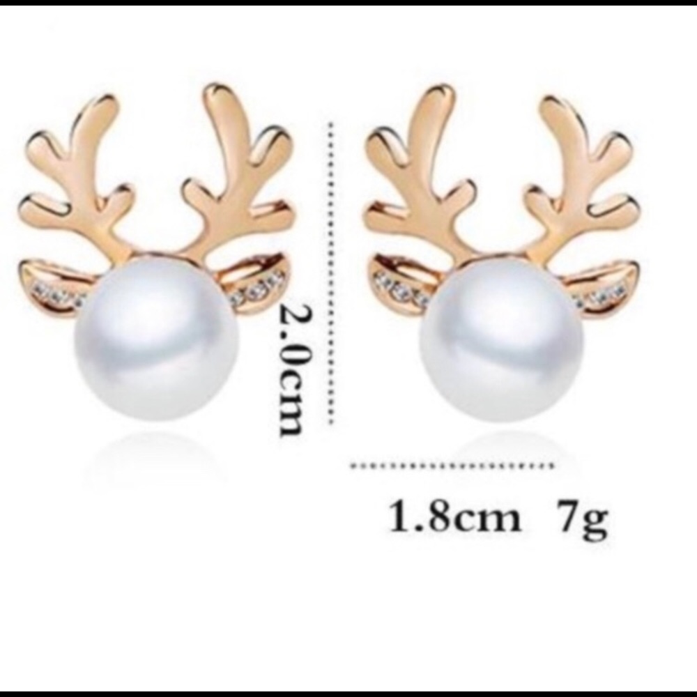 Pearl Gold Antler Earrings - Picture 2 of 2